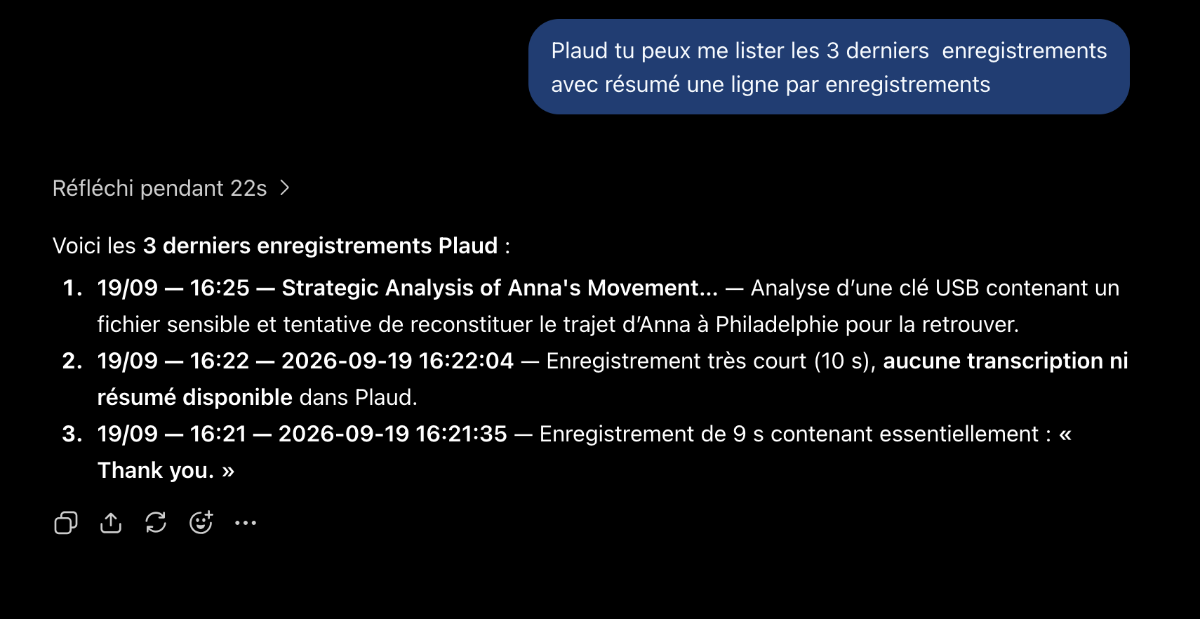 ChatGPT interroga direttamente Plaud per elencare le ultime registrazioni